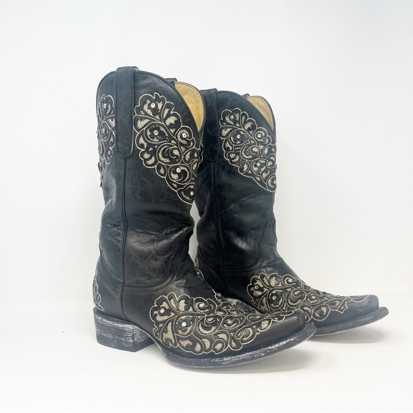 Old Gringo Black and Gold Western Rhinestone Boots - Picture 4 of 15